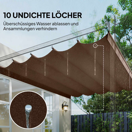 Retractable Pergola Replacement Canopy, 4x3m, Coffee, Polyester