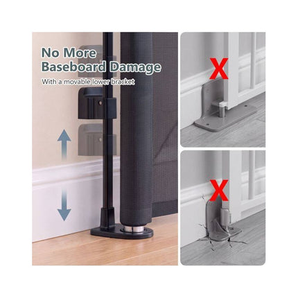 Retractable Safety Gate 140 cm for Babies and Dogs, Black, 97 cm High
