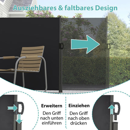 Retractable Side Awning, 300x160 cm, Aluminum, UV-Resistant