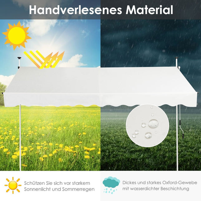 Retractable Sunshade Awning, Adjustable 250x120 cm, Beige