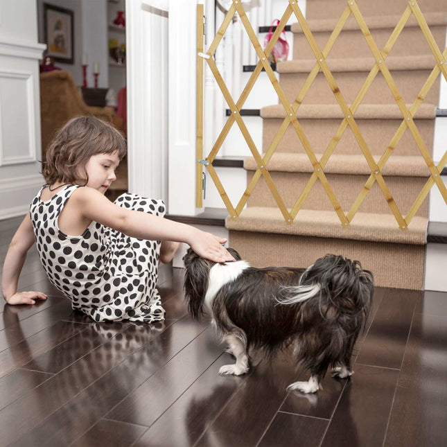 Retractable bamboo dog gate