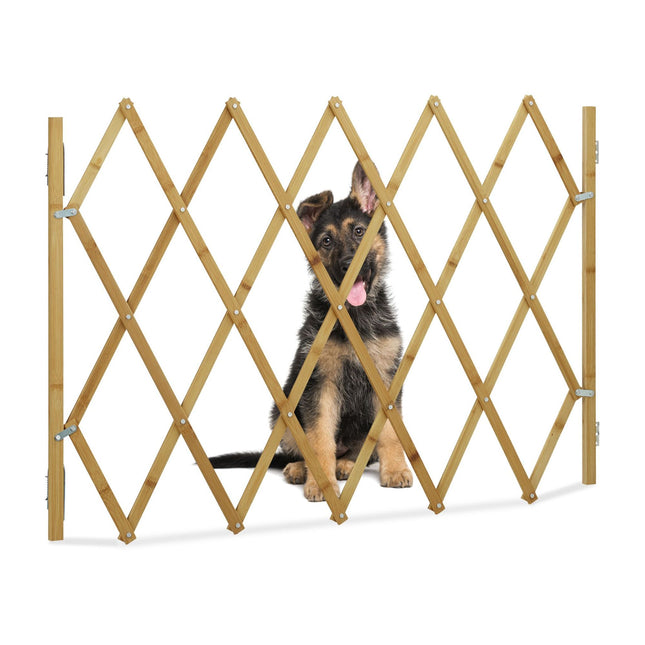 Retractable bamboo dog gate