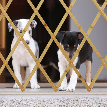 Retractable bamboo dog gate