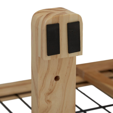Retractable security gate in natural wood