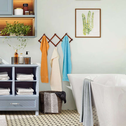 Retractable wall coat hanger in wood