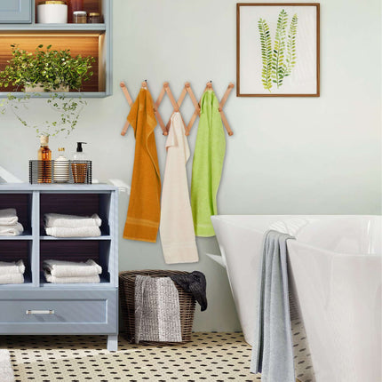Retractable wall coat hanger in wood