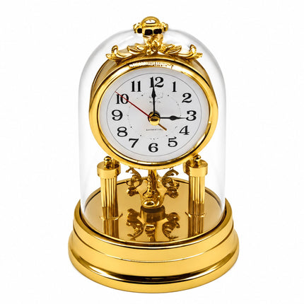 Retro Gold Desk Clock with Rotating Pendulum