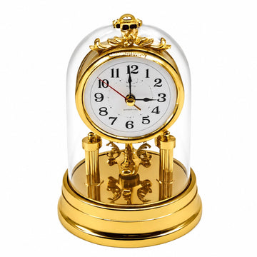 Retro Gold Desk Clock with Rotating Pendulum