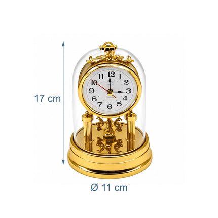 Retro Gold Desk Clock with Rotating Pendulum