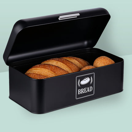 Retro Metal Bread Box with Lid & Handle