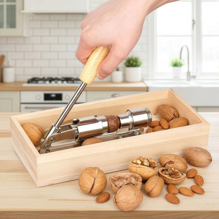 Retro Nutcracker with Wood Handle and Adjustable Opening
