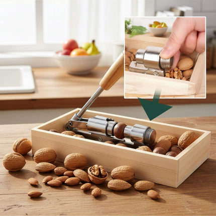 Retro Nutcracker with Wood Handle and Adjustable Opening