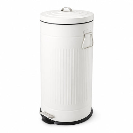 Retro Pedal Bin 30 L with Soft-Close Lid, Vintage Design, White
