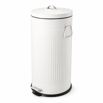 Retro Pedal Bin 30 L with Soft-Close Lid, Vintage Design, White