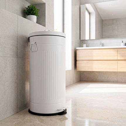 Retro Pedal Bin 30 L with Soft-Close Lid, Vintage Design, White