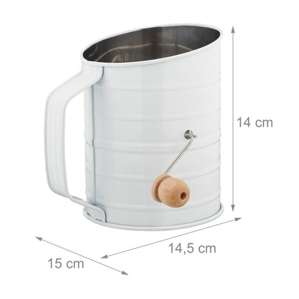 Retro flour sifter with crank