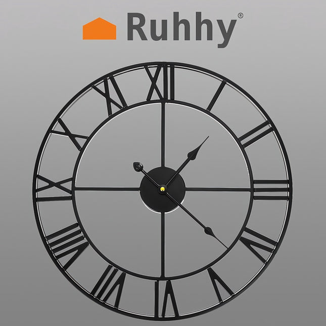 Retro wall clock - black