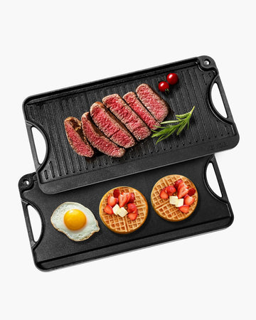 Reversible Cast Iron Grill Griddle, 20x10 in