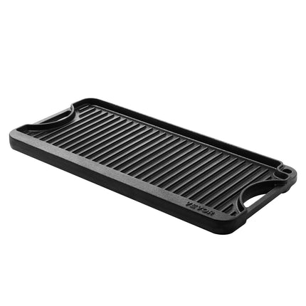 Reversible Cast Iron Grill Griddle, 20x10 in