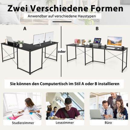 Reversible L-Shaped Computer Desk with Monitor Stand