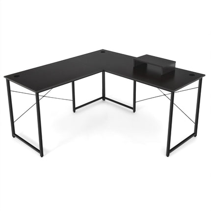 Reversible L-Shaped Computer Desk with Monitor Stand