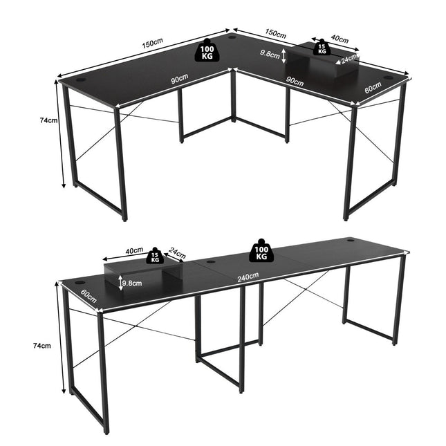 Reversible L-Shaped Computer Desk with Monitor Stand