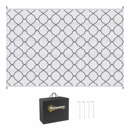 Reversible Outdoor Rug, Waterproof, 182x274 cm, Grey/White