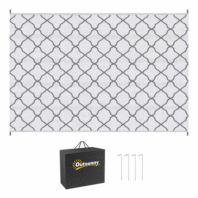 Reversible Outdoor Rug, Waterproof, 182x274 cm, Grey/White