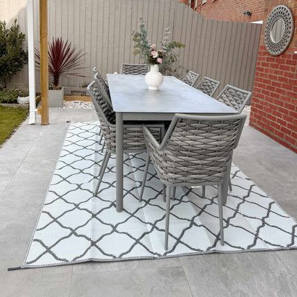 Reversible Outdoor Rug, Waterproof, 182x274 cm, Grey/White