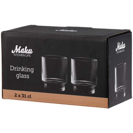 Ribbed Drinking Glasses, 31 cl, 2-Pack, Dishwasher Safe
