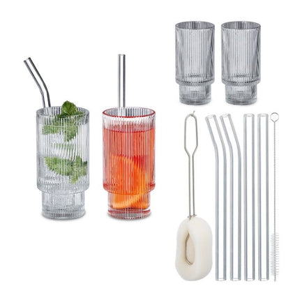 Ribbed drinking glasses 4-pack