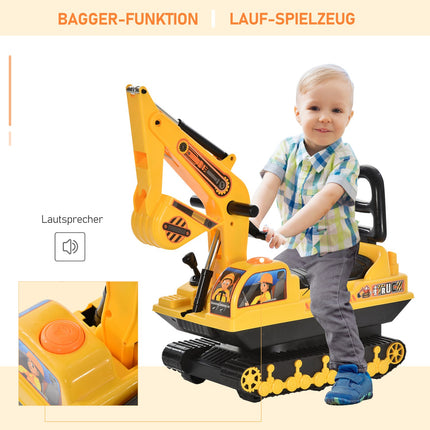 Excavator toy for children - black and yellow, 20 cm