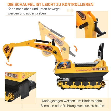 Excavator toy for children - black and yellow, 20 cm