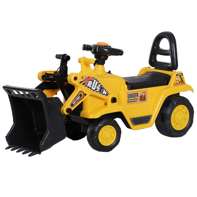 Excavator for children with storage and horn, yellow/black