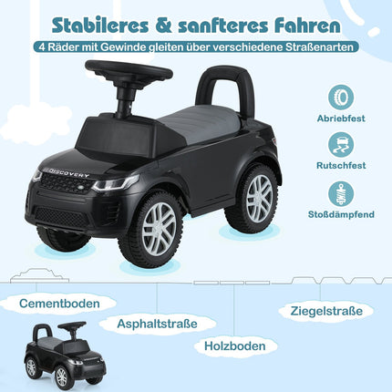 Ride-On Car with Storage – Black Kids Push Toy