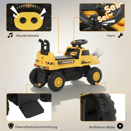 Ride-On Digger Toy with Rotating Seat for Kids 1.5-3 Years