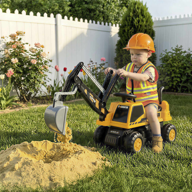 Ride-On Digger Toy with Rotating Seat for Kids 1.5-3 Years