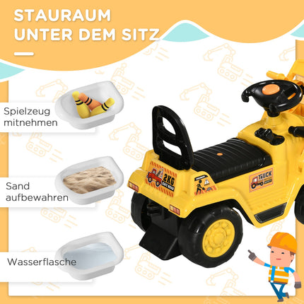 Riding excavator toy with shovel and sound, 3-4 years, yellow