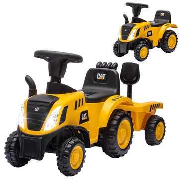 Ride-On Excavator with Shovel & Trailer, Yellow, Ages 1-3