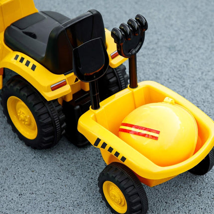 Ride-On Excavator with Shovel & Trailer, Yellow, Ages 1-3