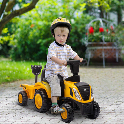 Ride-On Excavator with Shovel & Trailer, Yellow, Ages 1-3