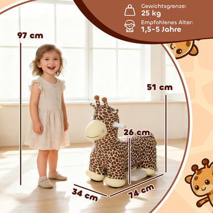 Ride-On Giraffe Toy, Battery-Powered, Washable Cover, Ages 1.5-5