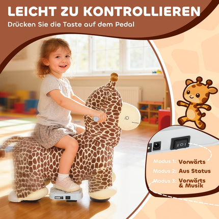 Ride-On Giraffe Toy, Battery-Powered, Washable Cover, Ages 1.5-5