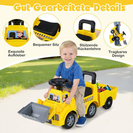 Ride-On Kids Excavator with Detachable Trailer, Yellow