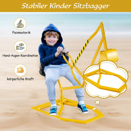 Ride-On Metal Digger Toy with 360 Rotating Seat