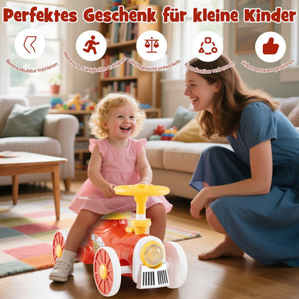 Ride-On Toy Car with Horn, Storage, and Steering Wheel