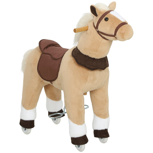 Ride-On Toy Horse for Kids, Plush, Ages 3-5, Brown