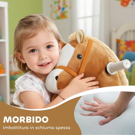 Ride-On Toy Horse for Kids, Soft Cover, Music, 1.5-5 Years