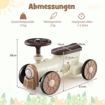 Ride-On Train Toy with Horn, Storage, Safe Steering