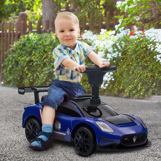 Ride-on car for children 1.5–5 years with storage and music